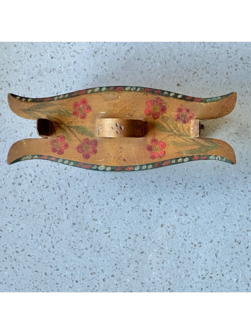 Signed Norwegian Bentwood Tine Wood Box Floral Paint Carved Letters 5.75x2.25x3T - Picture 7 of 16